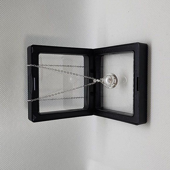 925 Sterling Silver Plated Faux Pearl Pendant Chain Necklace - Picture 13 of 13